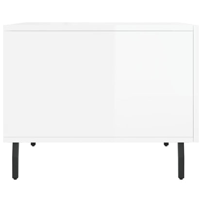 Tavolini Salotto 2pz Bianco Lucido 50x50x40cm Legno Multistrato