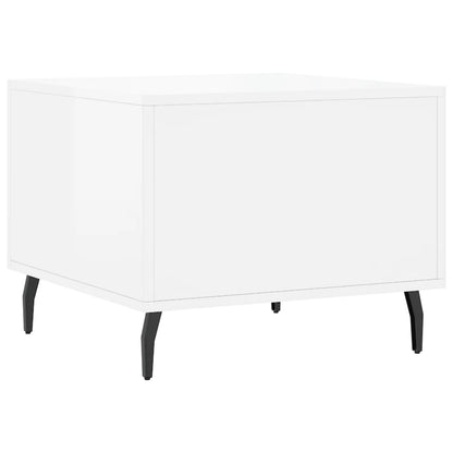 Tavolini Salotto 2pz Bianco Lucido 50x50x40cm Legno Multistrato