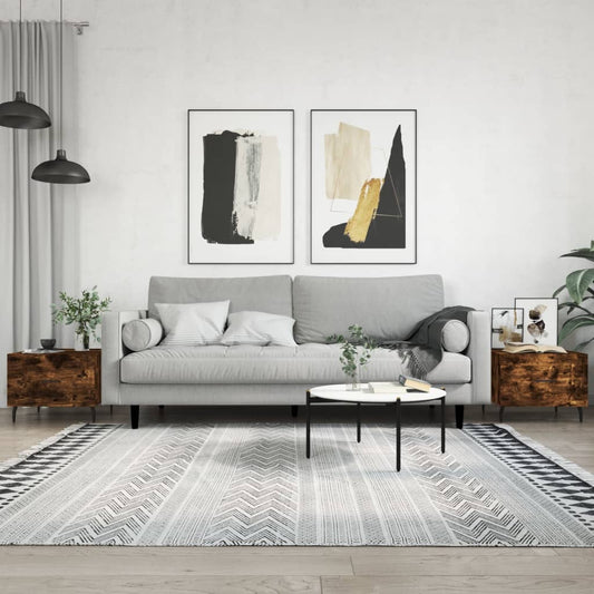 Tavolini Salotto 2 pz Rovere Fumo 50x50x40cm Legno Multistrato | homemem39