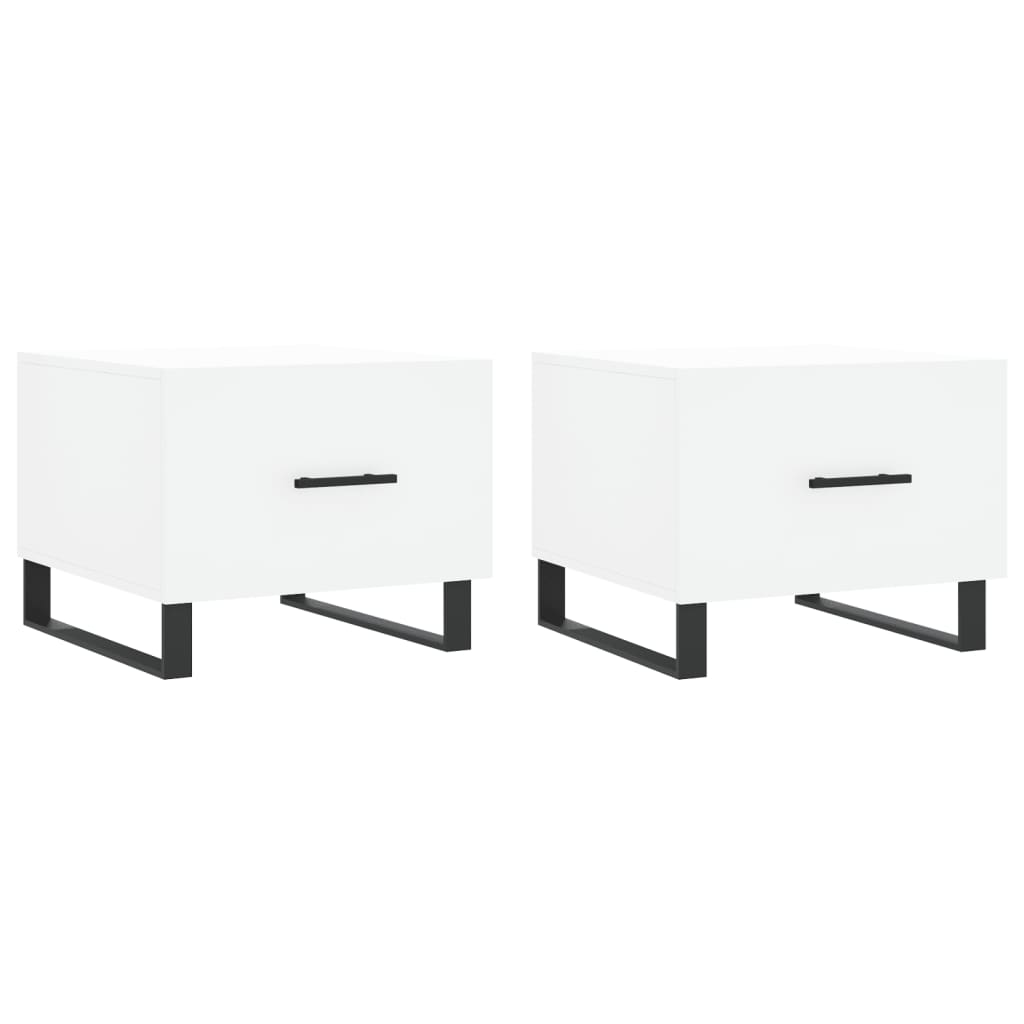 Tavolini da Salotto 2 pz Bianchi 50x50x40 cm Legno Multistrato | homemem39