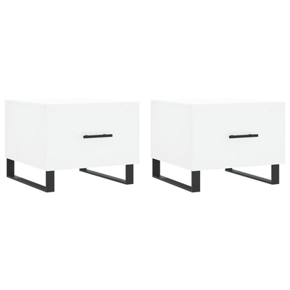 Tavolini da Salotto 2 pz Bianchi 50x50x40 cm Legno Multistrato | homemem39