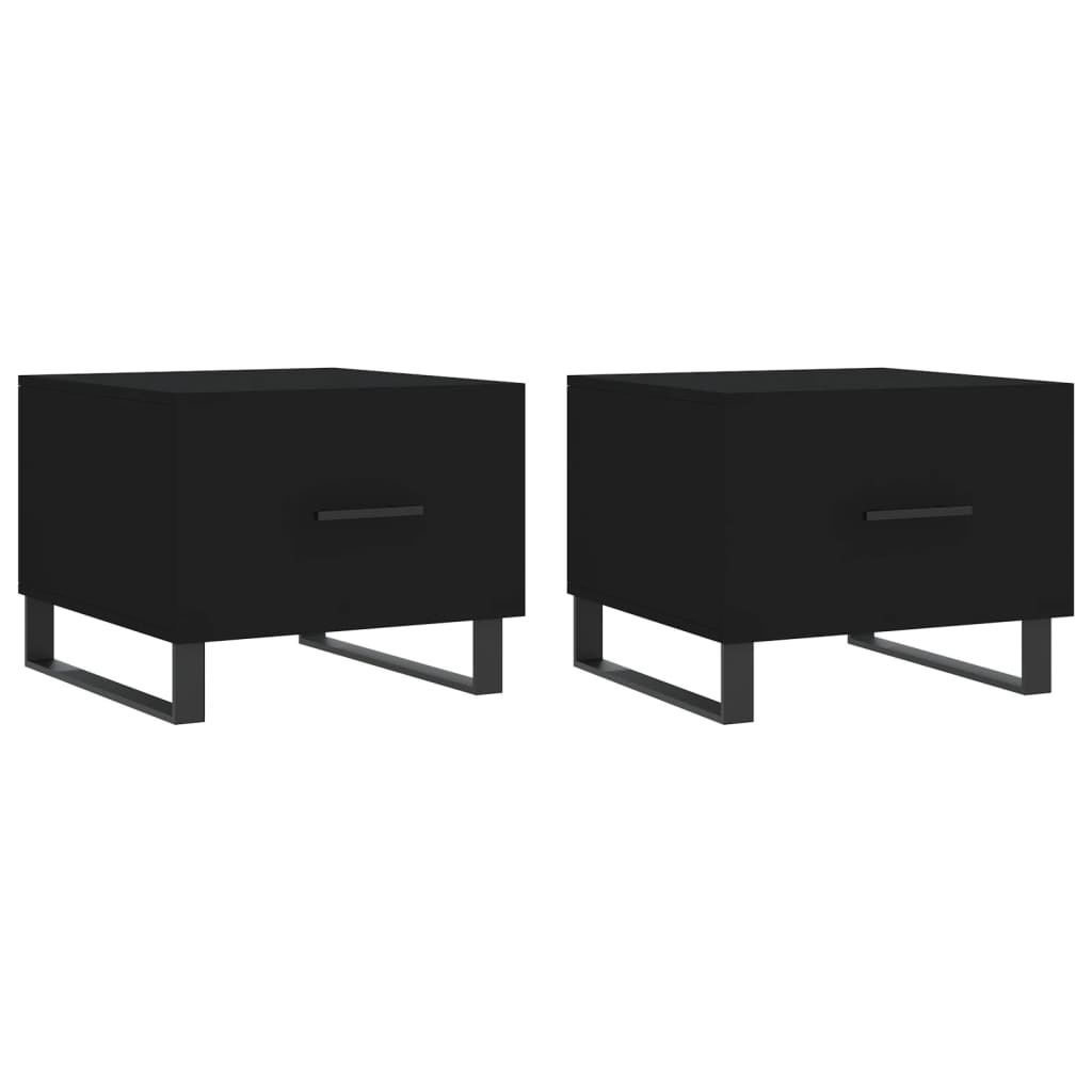 Tavolini da Salotto 2 pz Neri 50x50x40 cm in Legno Multistrato | homemem39