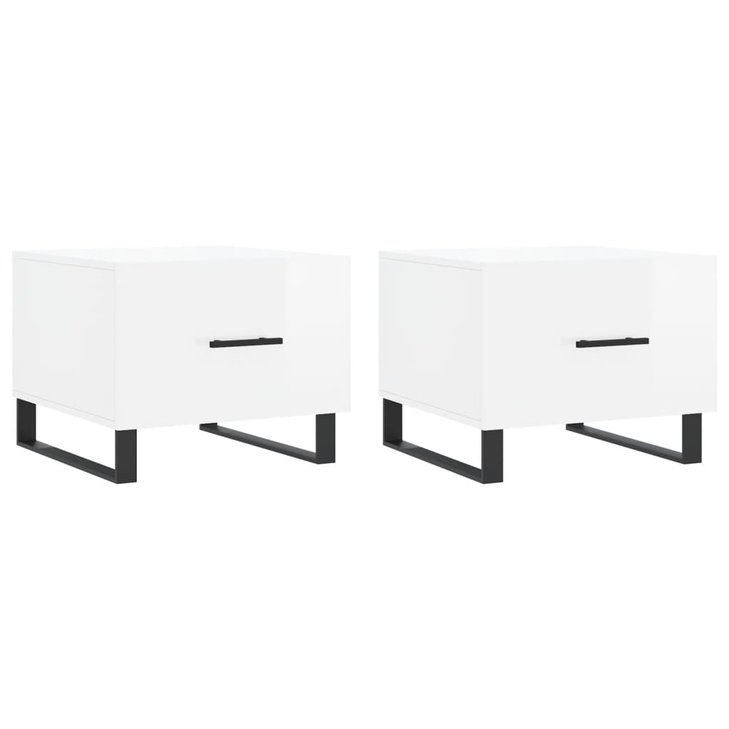 Tavolini Salotto 2pz Bianco Lucido 50x50x40cm Legno Multistrato | homemem39