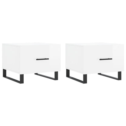 Tavolini Salotto 2pz Bianco Lucido 50x50x40cm Legno Multistrato | homemem39