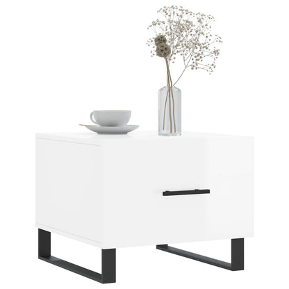 Tavolini Salotto 2pz Bianco Lucido 50x50x40cm Legno Multistrato | homemem39