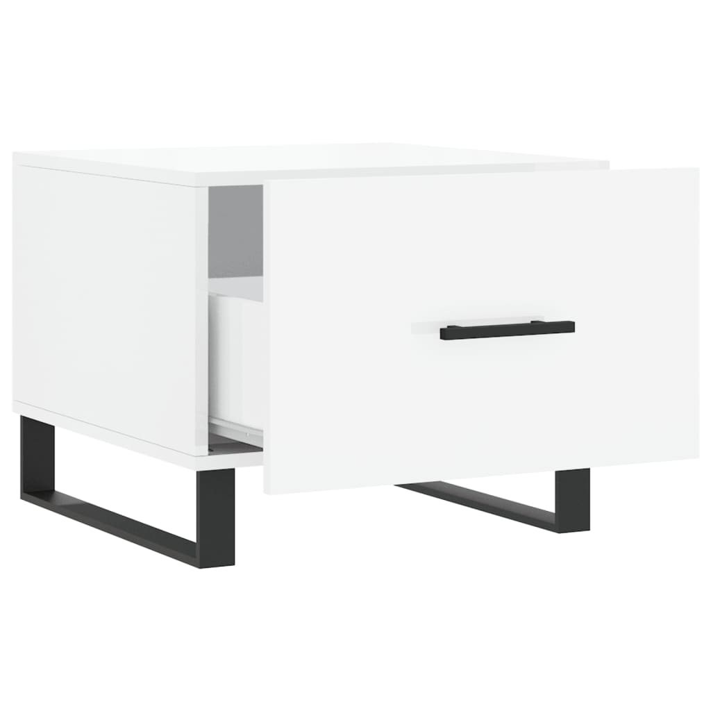 Tavolini Salotto 2pz Bianco Lucido 50x50x40cm Legno Multistrato