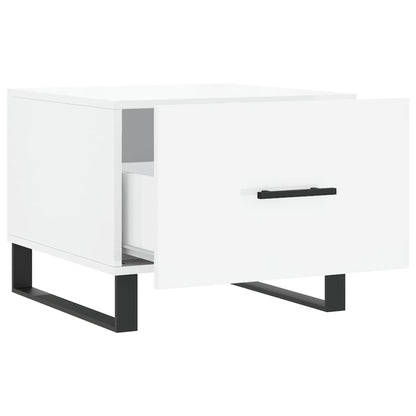 Tavolini Salotto 2pz Bianco Lucido 50x50x40cm Legno Multistrato