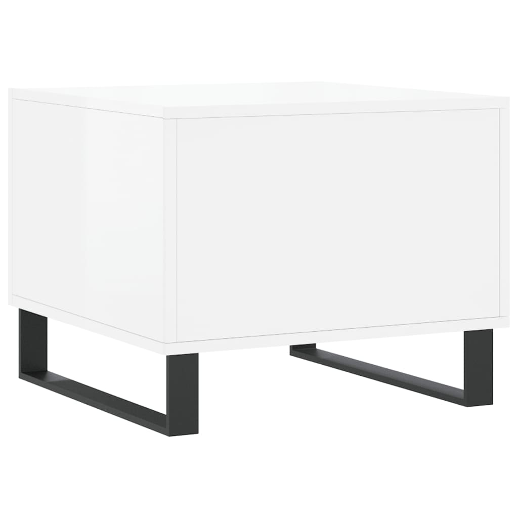 Tavolini Salotto 2pz Bianco Lucido 50x50x40cm Legno Multistrato