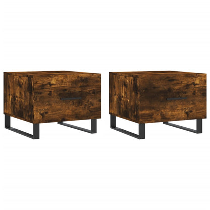 Tavolini Salotto 2 pz Rovere Fumo 50x50x40cm Legno Multistrato