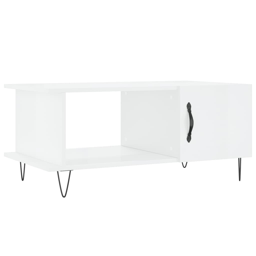 Tavolino da Salotto Bianco Lucido 90x50x40 cm Legno Multistrato | homemem39