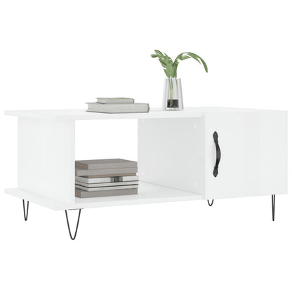 Tavolino da Salotto Bianco Lucido 90x50x40 cm Legno Multistrato | homemem39