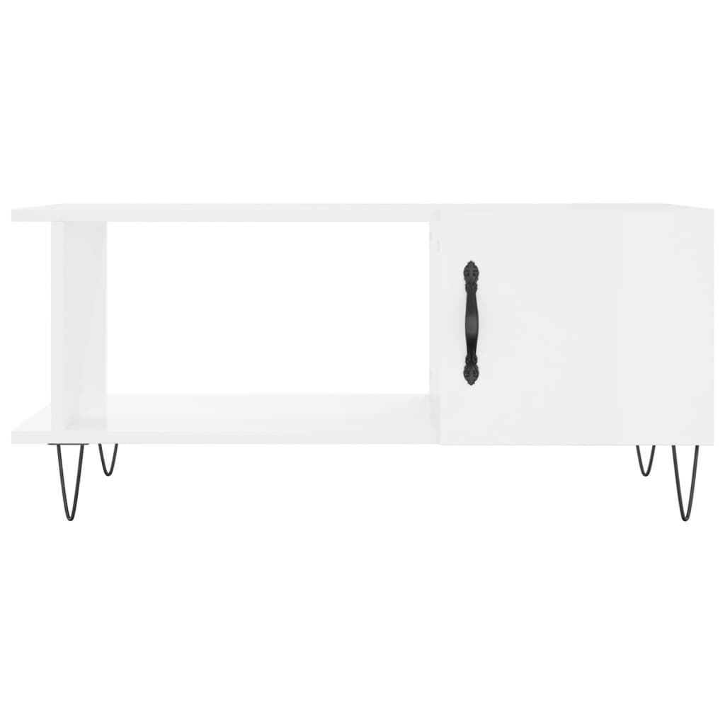Tavolino da Salotto Bianco Lucido 90x50x40 cm Legno Multistrato | homemem39