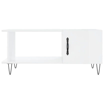 Tavolino da Salotto Bianco Lucido 90x50x40 cm Legno Multistrato | homemem39