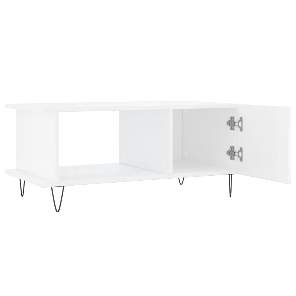 Tavolino da Salotto Bianco Lucido 90x50x40 cm Legno Multistrato | homemem39