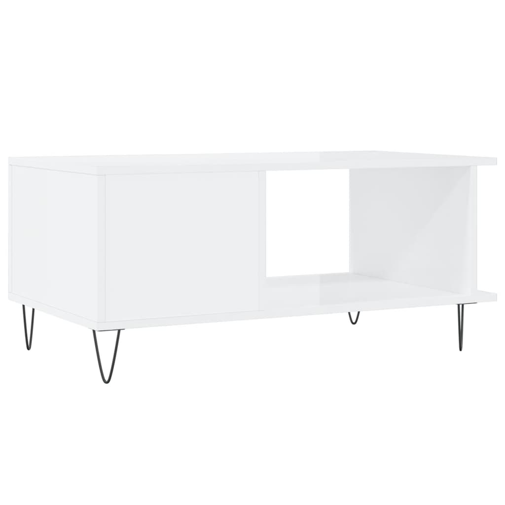 Tavolino da Salotto Bianco Lucido 90x50x40 cm Legno Multistrato | homemem39