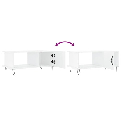 Tavolino da Salotto Bianco Lucido 90x50x40 cm Legno Multistrato