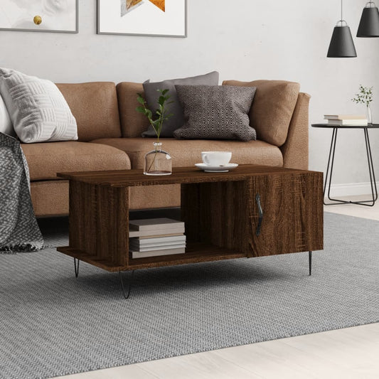 Tavolino da Salotto Rovere Marrone 90x50x40cm Legno Multistrato | homemem39