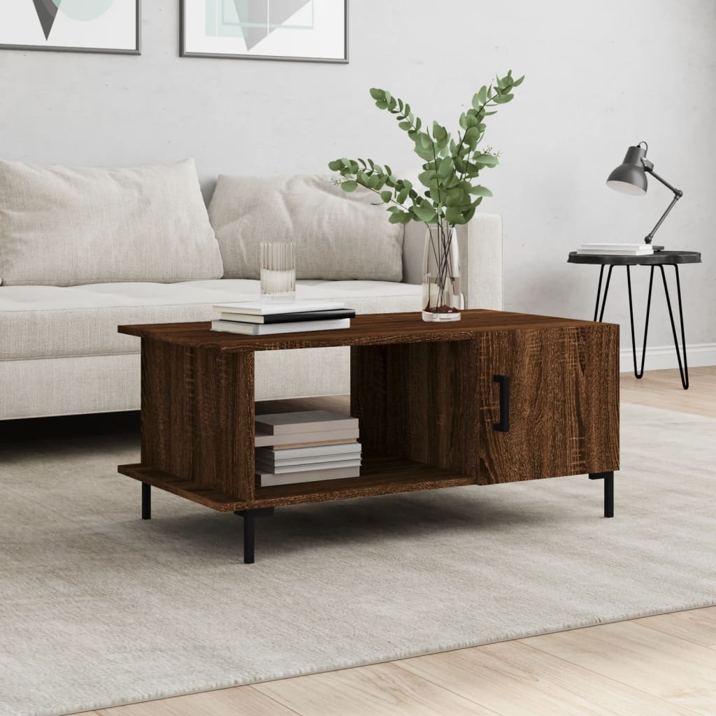 Tavolino da Salotto Rovere Marrone 90x50x40cm Legno Multistrato | homemem39