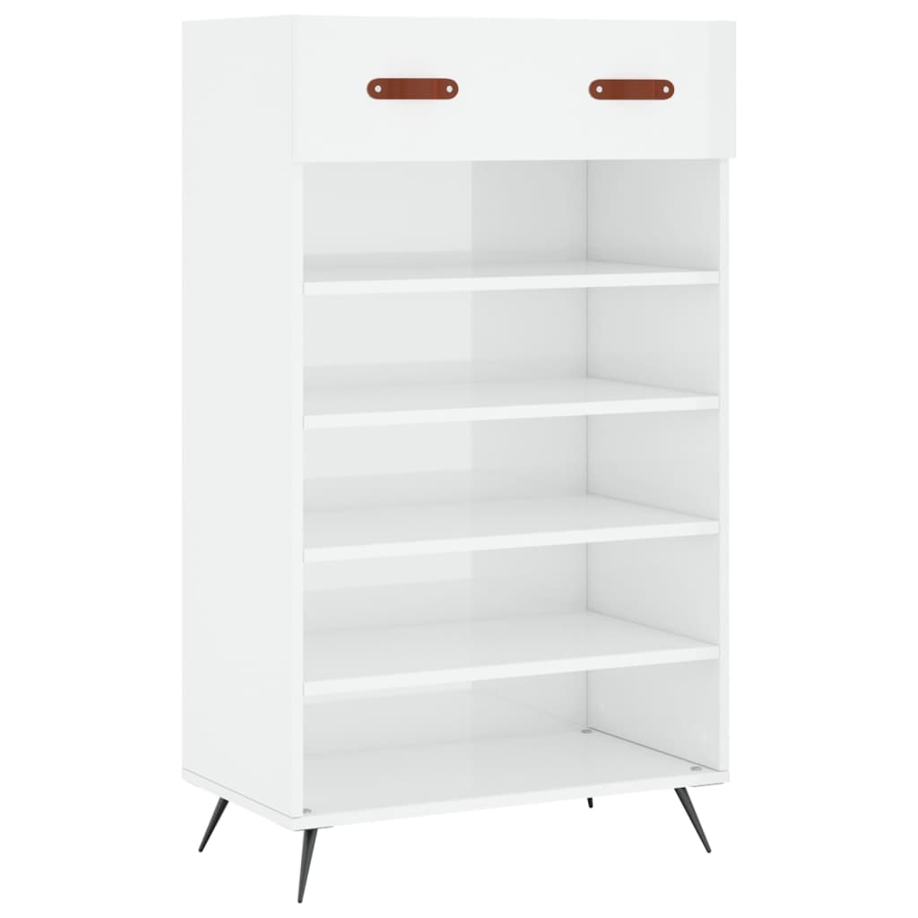 Scarpiera Bianco Lucido 60x35x105 cm in Legno Multistrato - homemem39