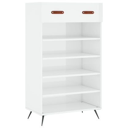 Scarpiera Bianco Lucido 60x35x105 cm in Legno Multistrato - homemem39