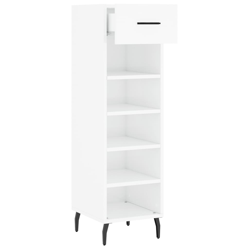 Scarpiera Bianco Lucido 30x35x105 cm in Legno Multistrato - homemem39