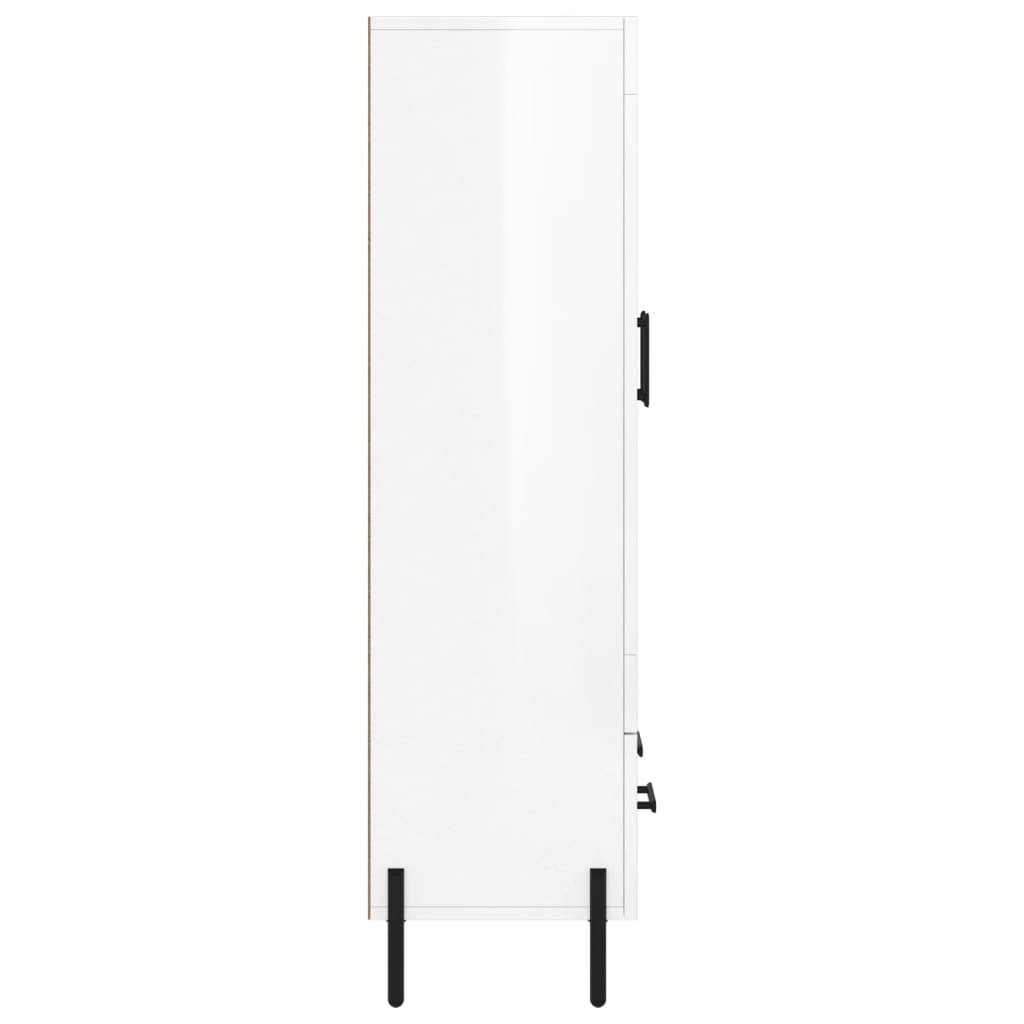 Credenza Bianco Lucido 69,5x31x115 cm in Legno Multistrato