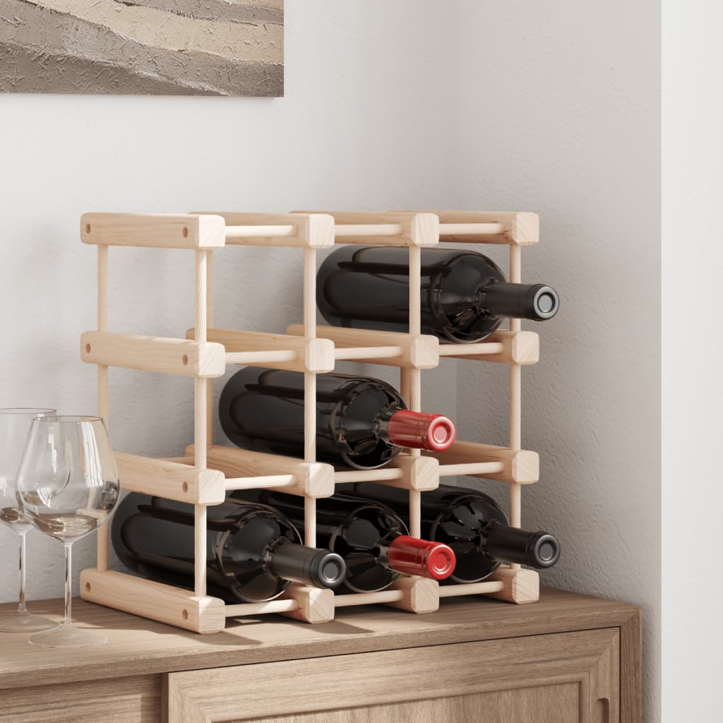 Portabottiglie Vino 12 Bottiglie 36x23x36cm Legno Massello Pino - homemem39