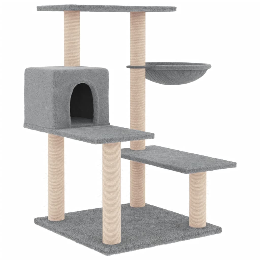 Albero per Gatti con Tiragraffi in Sisal Grigio Chiaro 82,5 cm - homemem39