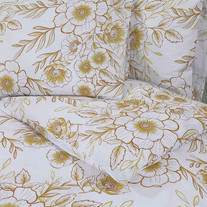 Set Copripiumino Bianco e Marrone 155x220 cm in Cotone