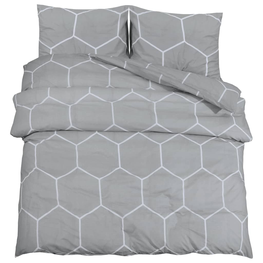 Gray Duvet Cover Set 260x220 cm in Cotton