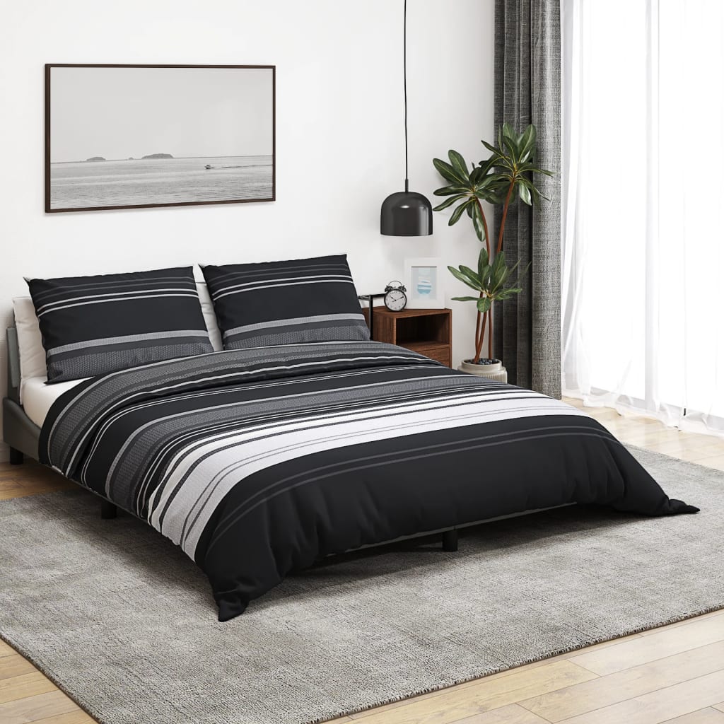Black and White Duvet Cover Set 200x200 cm in Cotton
