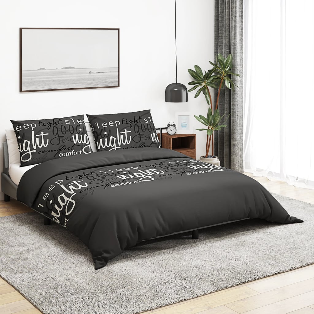 Black Duvet Cover Set 200x200 cm in Cotton