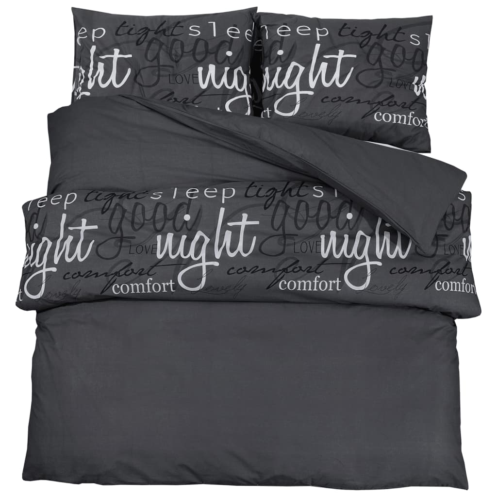 Set Copripiumino Nero 260x240 cm in Cotone - homemem39