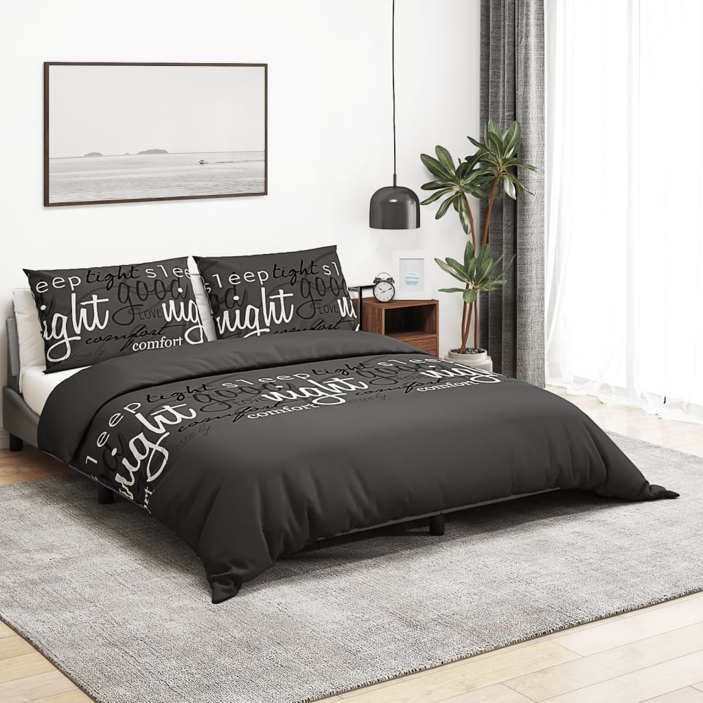 Black Duvet Cover Set 200x220 cm in Cotton