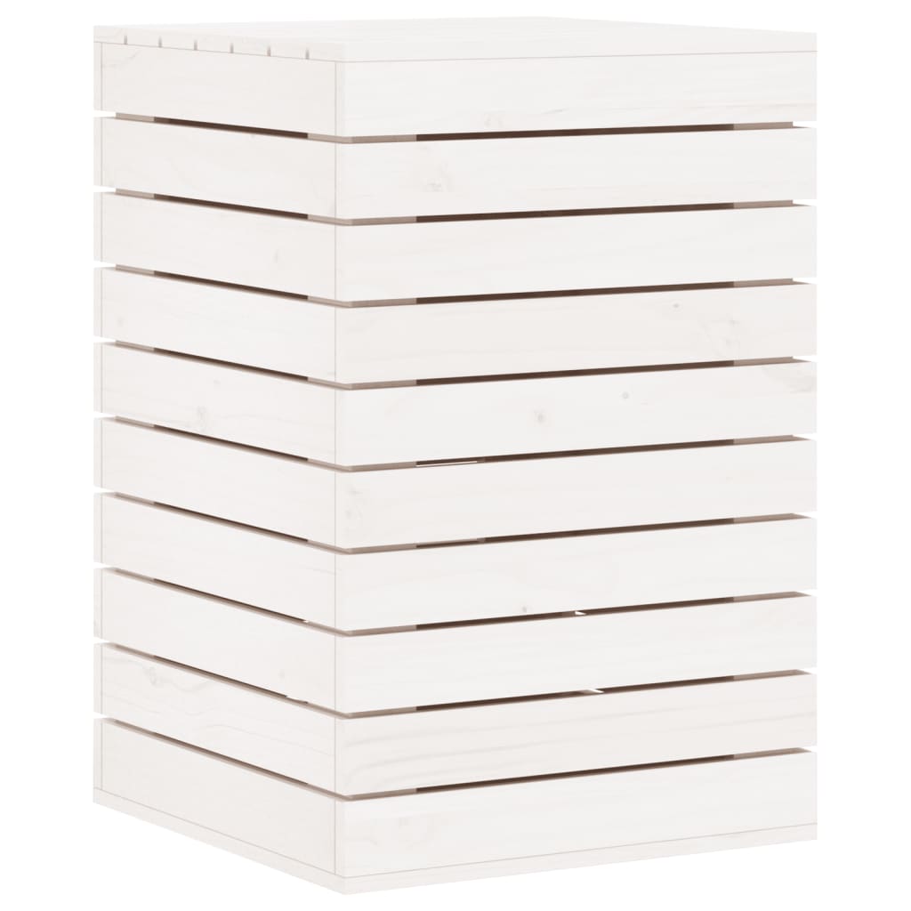 Cesto per Bucato Bianco 44x44x66 cm Legno Massello Pino - homemem39