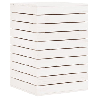 Cesto per Bucato Bianco 44x44x66 cm Legno Massello Pino - homemem39