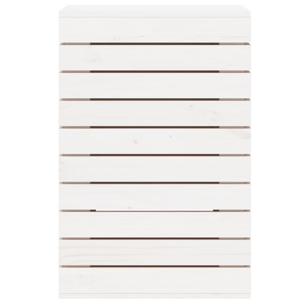Cesto per Bucato Bianco 44x44x66 cm Legno Massello Pino - homemem39