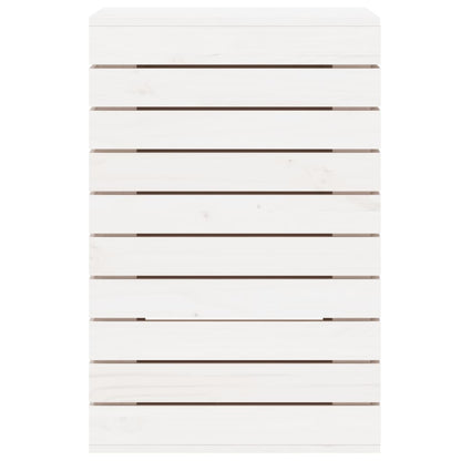 Cesto per Bucato Bianco 44x44x66 cm Legno Massello Pino - homemem39