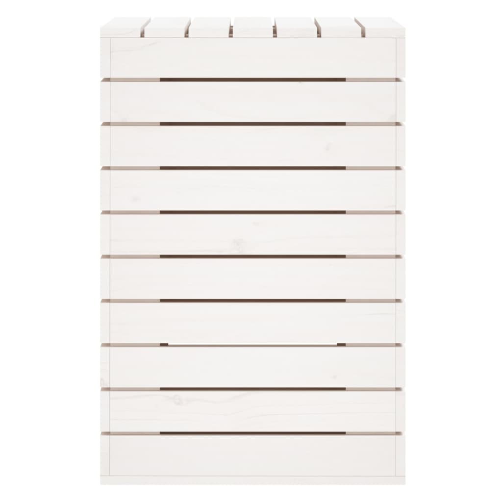 Cesto per Bucato Bianco 44x44x66 cm Legno Massello Pino - homemem39