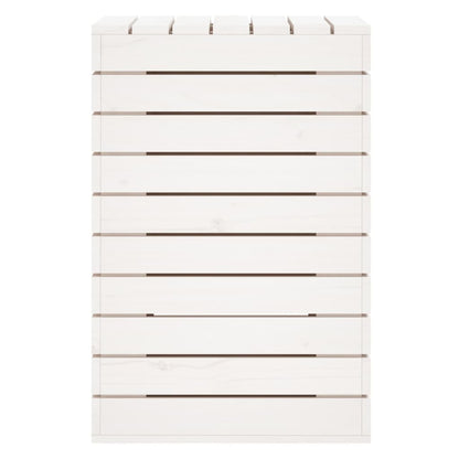 Cesto per Bucato Bianco 44x44x66 cm Legno Massello Pino - homemem39