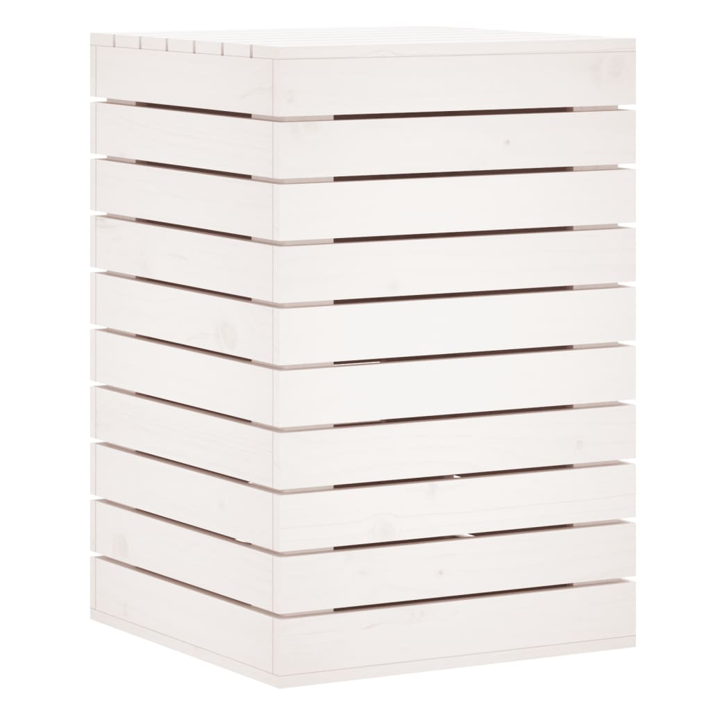 Cesto per Bucato Bianco 44x44x66 cm Legno Massello Pino - homemem39