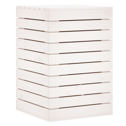 Cesto per Bucato Bianco 44x44x66 cm Legno Massello Pino - homemem39