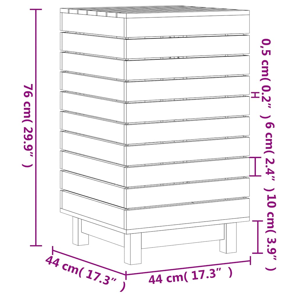 Cesto per Bucato 44x44x76 cm Legno Massello Pino | homemem39