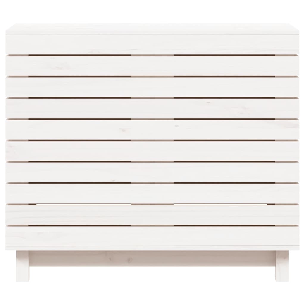 Cesto per Bucato Bianco 88,5x44x76 cm Legno Massello Pino - homemem39