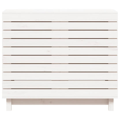 Cesto per Bucato Bianco 88,5x44x76 cm Legno Massello Pino - homemem39