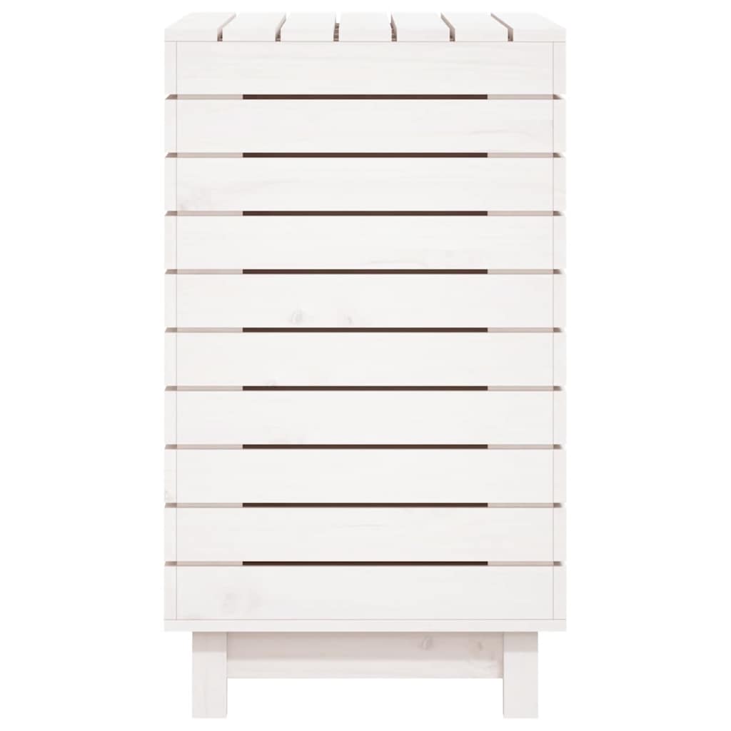 Cesto per Bucato Bianco 88,5x44x76 cm Legno Massello Pino - homemem39