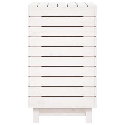 Cesto per Bucato Bianco 88,5x44x76 cm Legno Massello Pino - homemem39