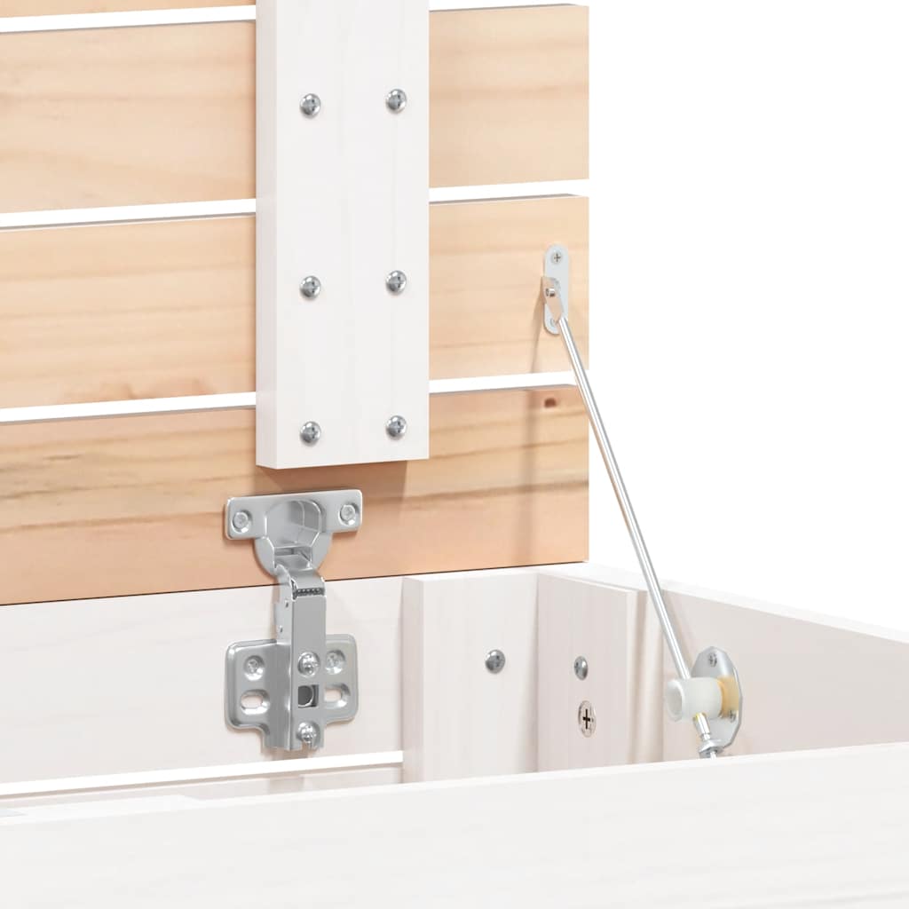 Cesto per Bucato Bianco 88,5x44x76 cm Legno Massello Pino - homemem39