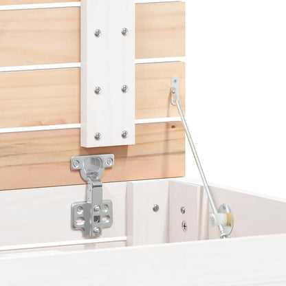 Cesto per Bucato Bianco 88,5x44x76 cm Legno Massello Pino