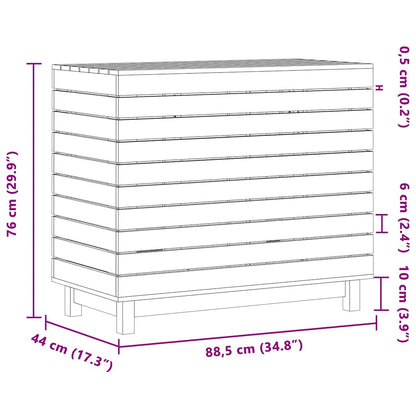 Cesto per Bucato Bianco 88,5x44x76 cm Legno Massello Pino - homemem39